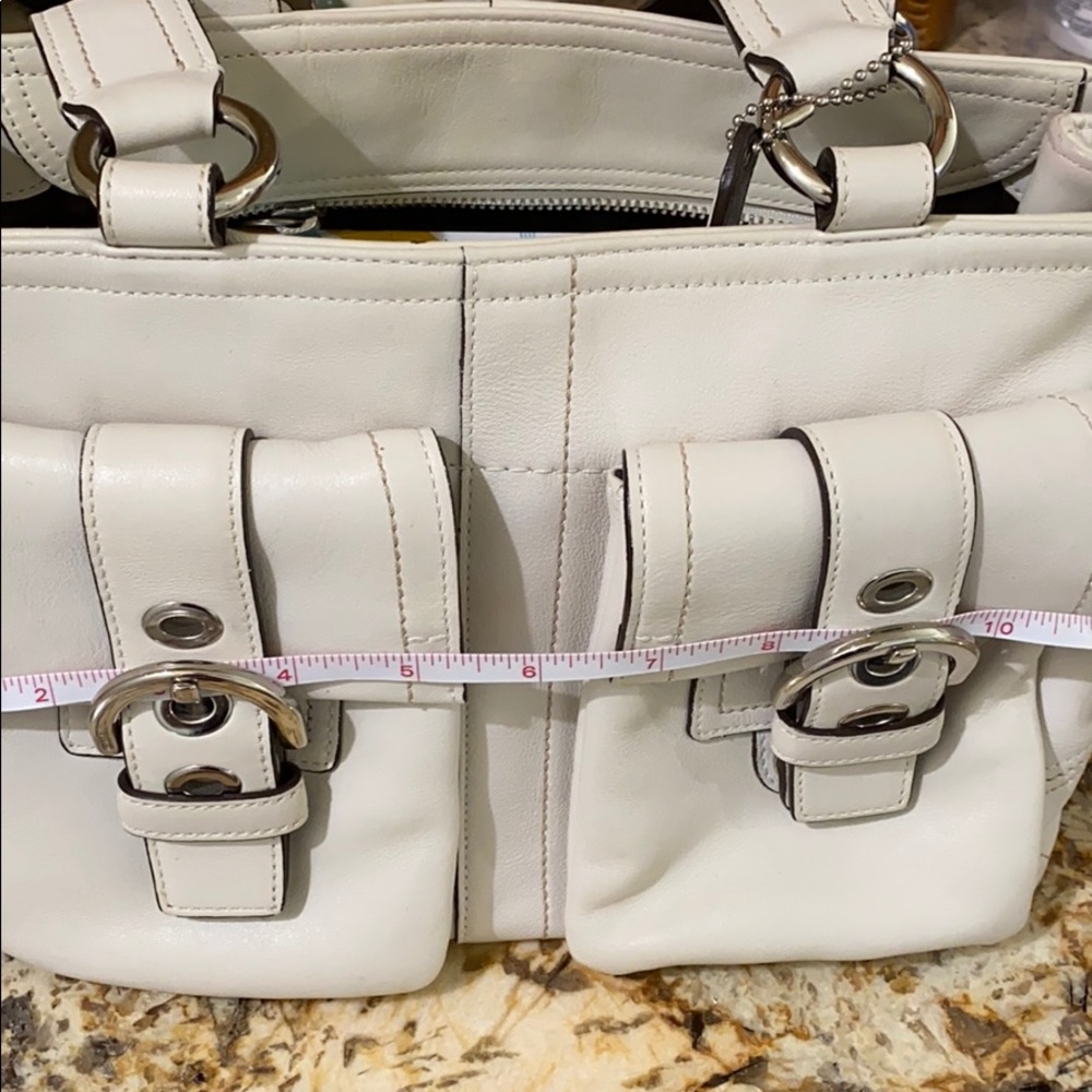Coach leather mini bag white gently used